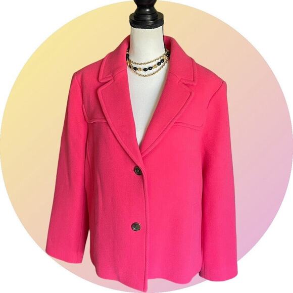 TALBOTS Womens Bright Pink Wool Crop Italy Coat NWT Sz 18 Plus 2X - Picture 1 of 9